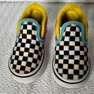 VANS Skate Checkerboard Blue/Pink/Yellow 751505 Toddler size 5